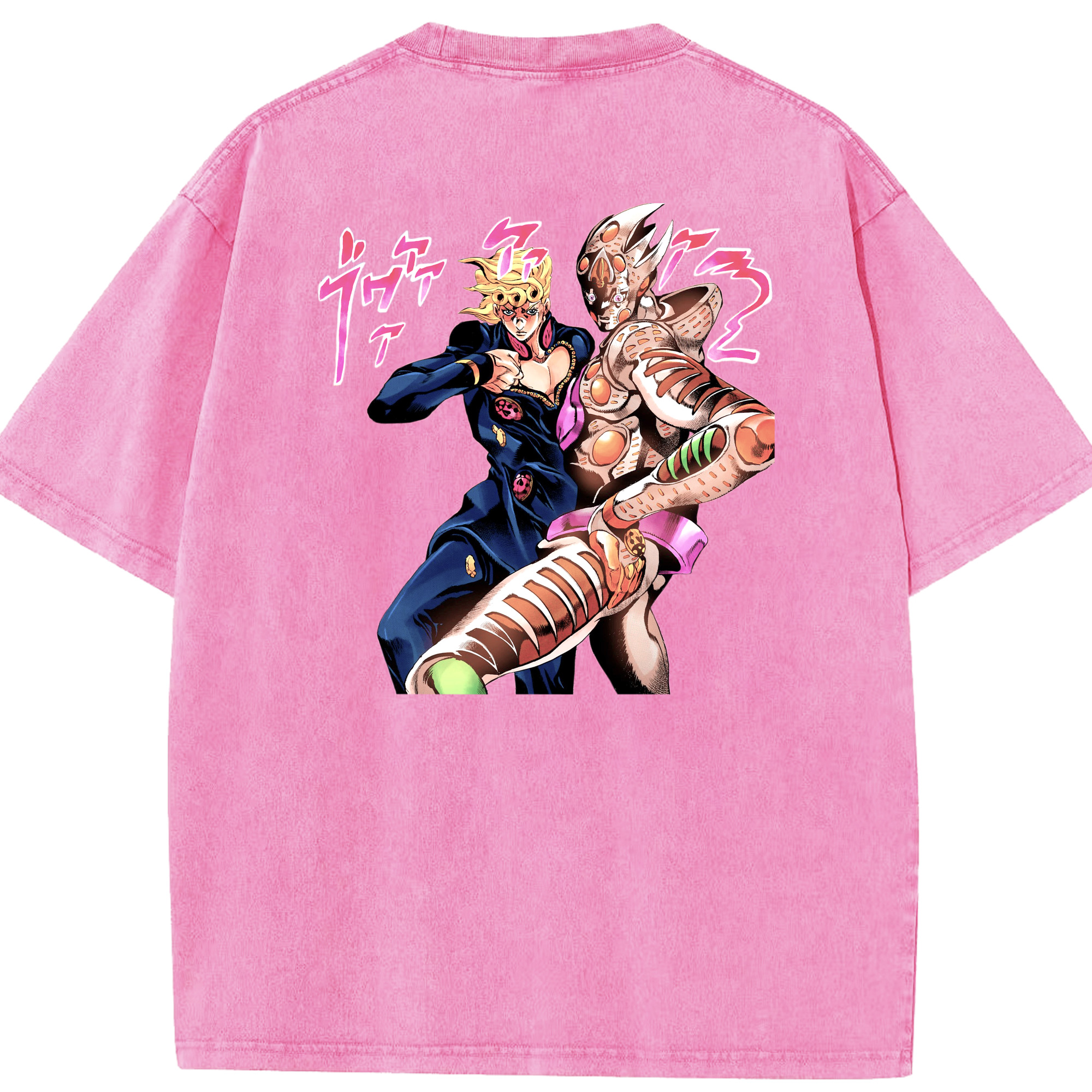 （画像用） ジョジョの奇妙な冒険 ジョルノ?ジョバァーナ JoJo's Bizarre Adventure Giorno Giovanna 綿100% ヴィンテージ風 半袖Tシャツ（背面プリント）